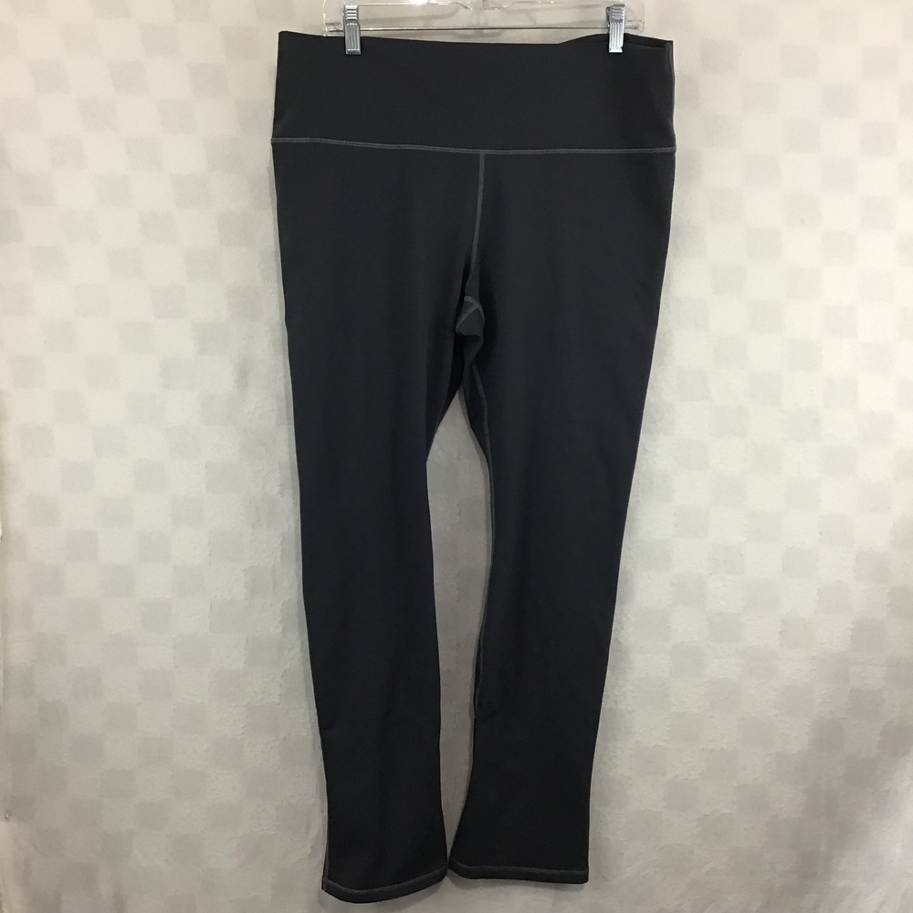 Fabletics PowerHold High Waisted Leggings Charcoal Gray Side Slit Vent Womens XL